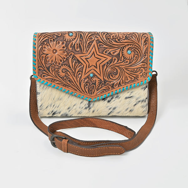 ADBGZ941 Clutch Hand Tooled Hair on Genuine Leather Women Bag