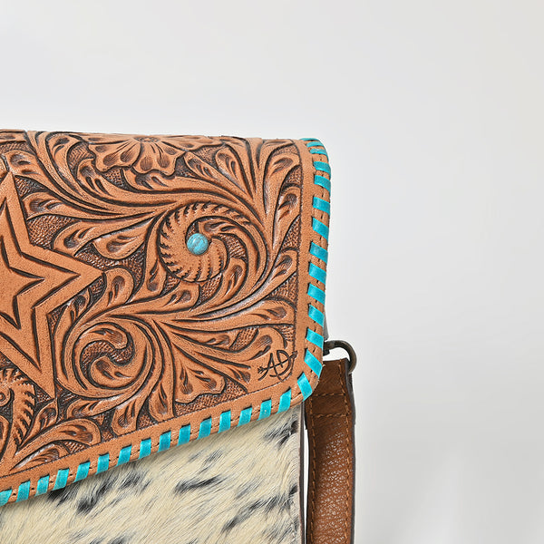 ADBGZ941 Clutch Hand Tooled Hair on Genuine Leather Women Bag