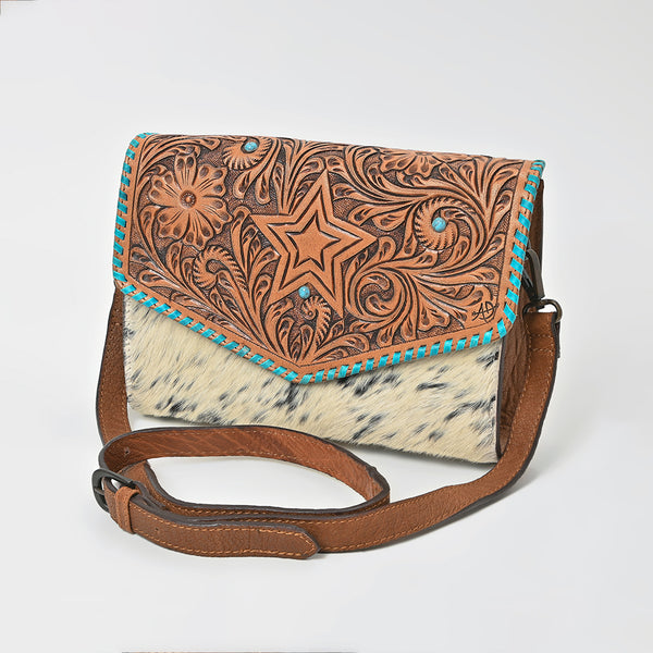 ADBGZ941 Clutch Hand Tooled Hair on Genuine Leather Women Bag
