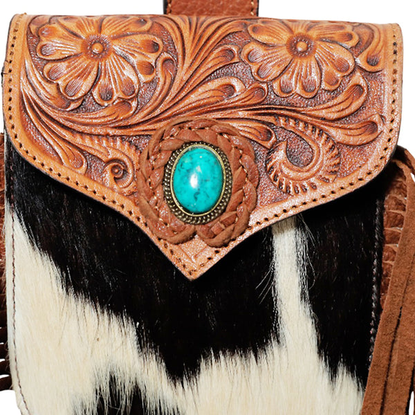 ADBGZ944 Crossbody Hand Tooled Hair on Genuine Leather Women Bag