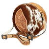 GIBGX1528 American Darling Hand Tooled Floral Canteen Bag Hair-On Cowhide Western Leather Crossbody
