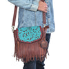 ADBGA1025 American Darling Handcrafted Hand Tooled Leather Western Cross body Bag with Fringes