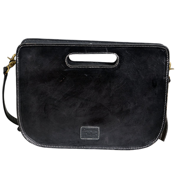 ADBGA1030 American Darling Black Hand-Tooled Basket Weave Leather Crossbody Bag