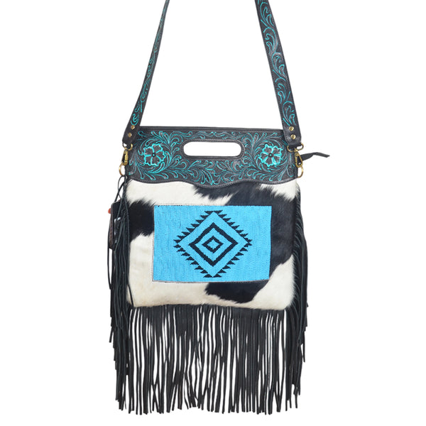 ADBGA1031 Clutch Hand Tooled Hair on Genuine Leather Women Bag