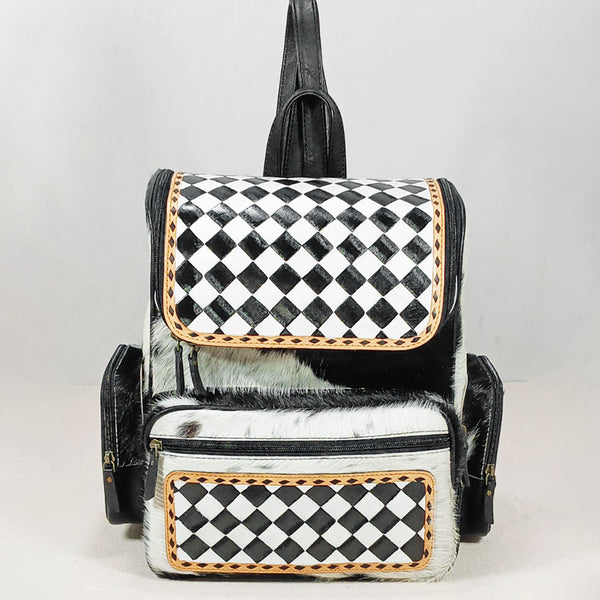 OHG205 Backpack Hand Tooled Hair on Genuine Western Leather Women Bag