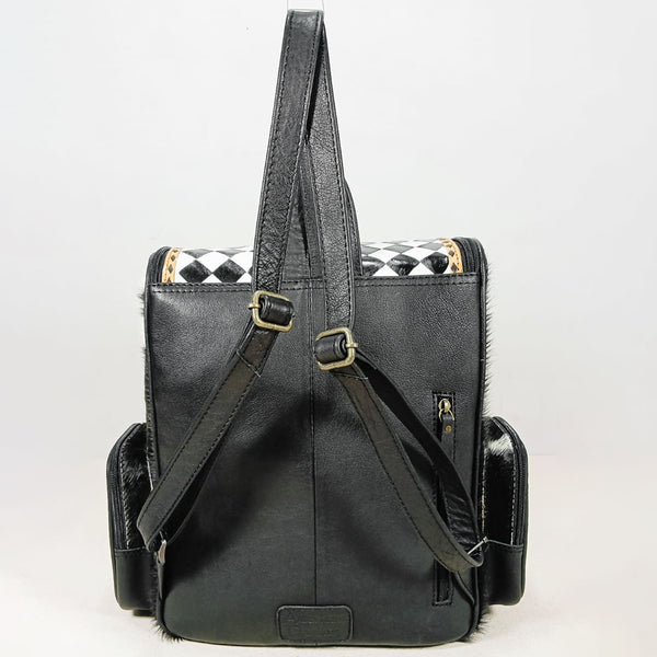 OHG205 Backpack Hand Tooled Hair on Genuine Western Leather Women Bag