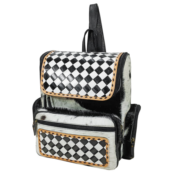 OHG205 Backpack Hand Tooled Hair on Genuine Western Leather Women Bag