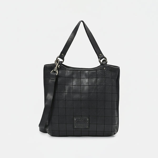 SWC476 Montina - Leather Grid-Stitched Tote