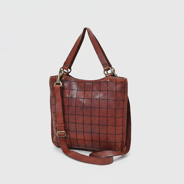 SWC476 Montina - Leather Grid-Stitched Tote