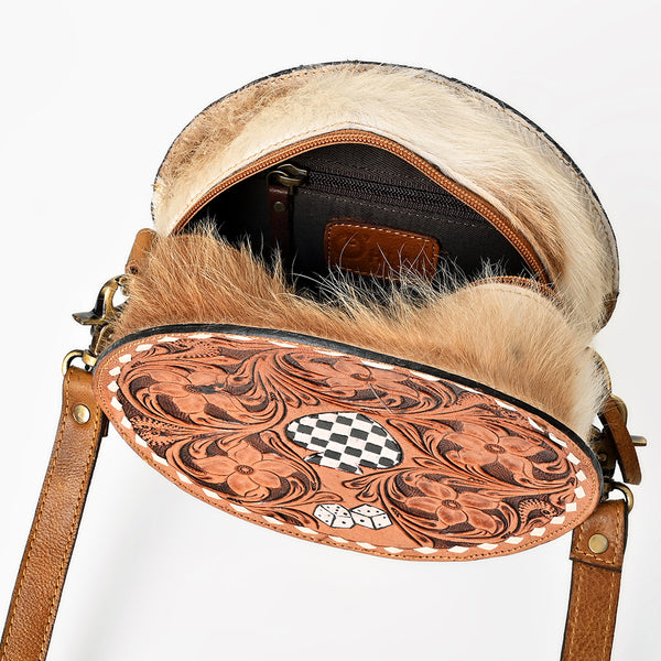 OHA161 Canteen Hair on Genuine Western Leather Women Bag