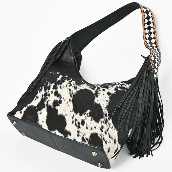 ADBGA1076 American Darling Handcrafted Hair-On Cowhide Western Leather Hobo Bag with Fringes