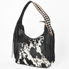 ADBGA1076 American Darling Handcrafted Hair-On Cowhide Western Leather Hobo Bag with Fringes
