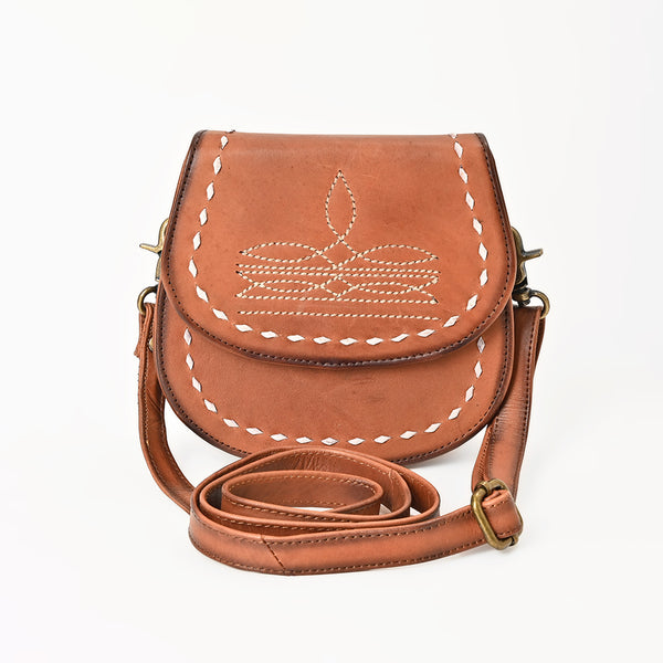 ADBGM592 Western Stitch Leather Crossbody - Cowgirl Saddle Purse