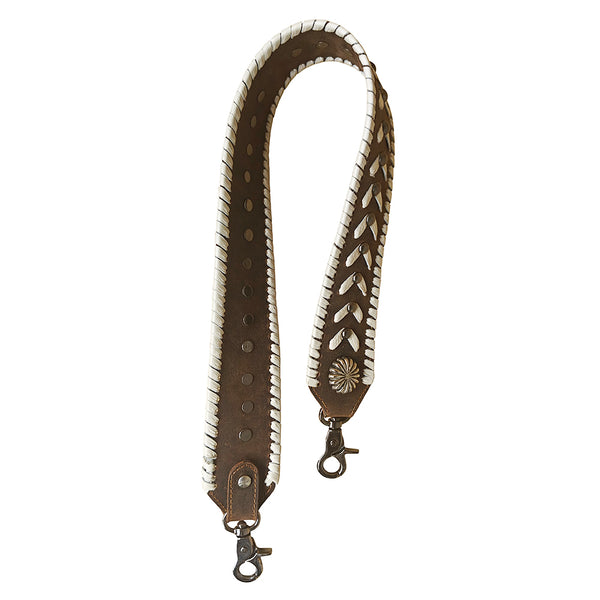 ADSTM111 American Darling Brown Leather Western Buckstitch Studded Purse Strap