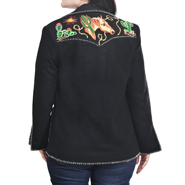 ADJKT097 Premium Woolen Fabric Jacket with Intricate Embroidery Detail