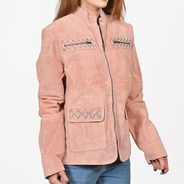 ADJKT102 American Darling Studded Leather Western Zip Jacket