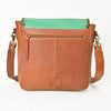 ADBGM882 American Darling Western Leather Messenger Bag with Braided Edge and Hand-Painted Scene
