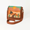 ADBGM882 American Darling Western Leather Messenger Bag with Braided Edge and Hand-Painted Scene