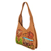 ADBGA1099 Western Genuine Suede Hobo Bag with Embroidered Pioneer Scenes