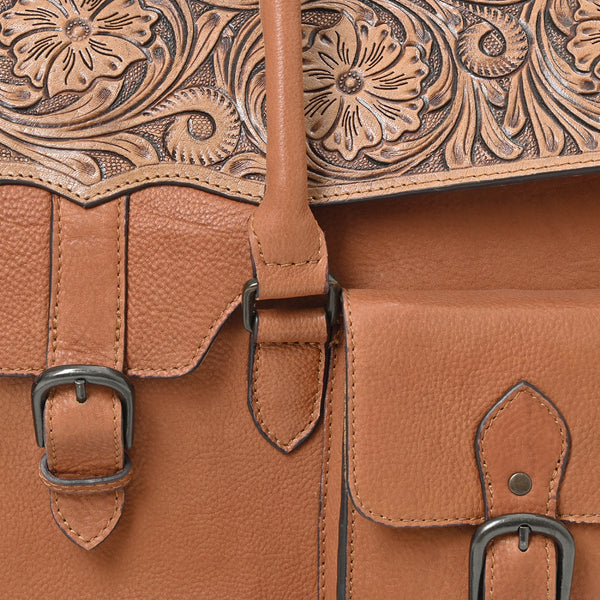 ADBGZ986 American Darling Hand Tooled and Genuine Leather Briefcase Travel Bag
