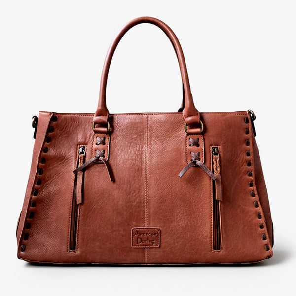 Magnolia Rodeo Genuine Leather Black Embroidered Tote Bag
