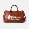Magnolia Rodeo Genuine Leather White Embroidered Tote Bag
