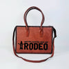 Heritage Rodeo Genuine Leather Black Embroidered Tote Bag