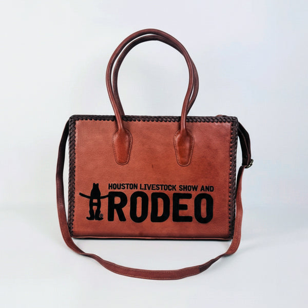 Heritage Rodeo Genuine Leather Black Embroidered Tote Bag