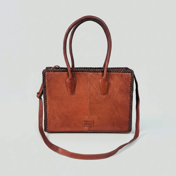 Heritage Rodeo Genuine Leather Black Embroidered Tote Bag