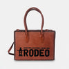 Heritage Rodeo Genuine Leather Black Embroidered Tote Bag