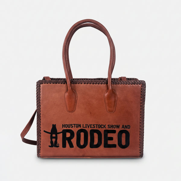 Heritage Rodeo Genuine Leather Black Embroidered Tote Bag
