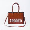 Heritage Rodeo Genuine Leather White Embroidered Tote Bag