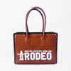 Heritage Rodeo Genuine Leather White Embroidered Tote Bag