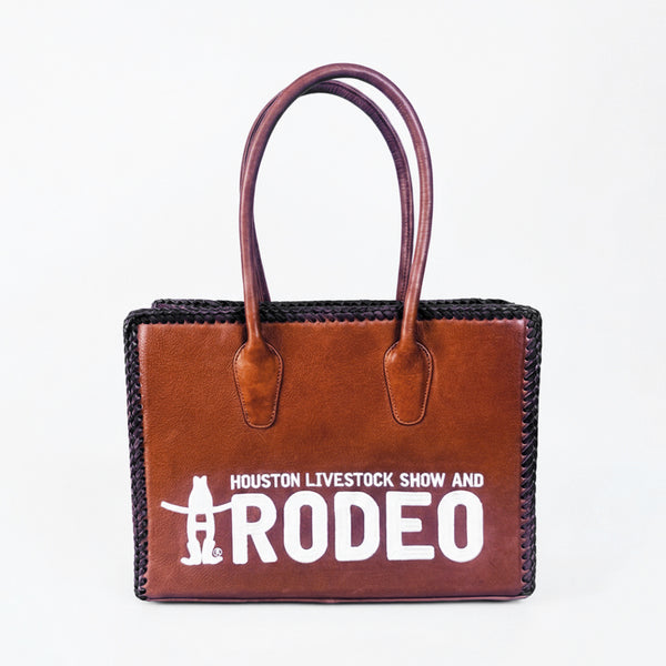 Heritage Rodeo Genuine Leather White Embroidered Tote Bag
