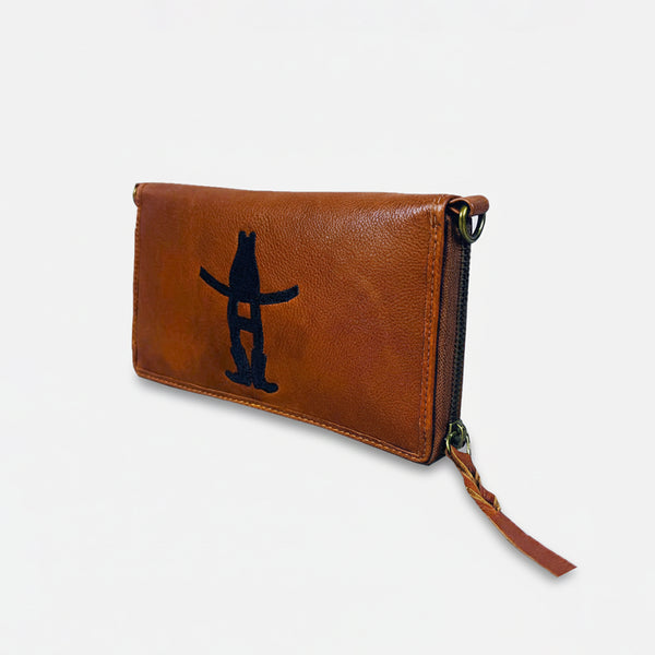 Frontier Rodeo Genuine LeatherBlack Embroidered organizerBag