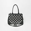 ADBGM937 American Darling Black Leather Metallic Checkered Studded Tote Bag