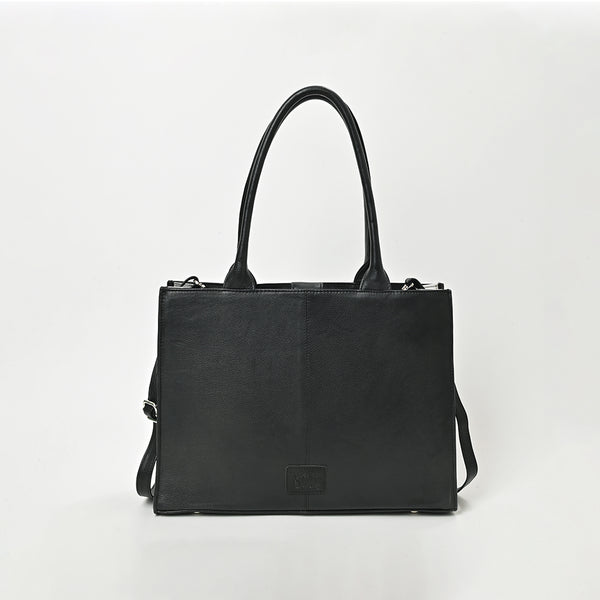 ADBGM937 American Darling Black Leather Metallic Checkered Studded Tote Bag