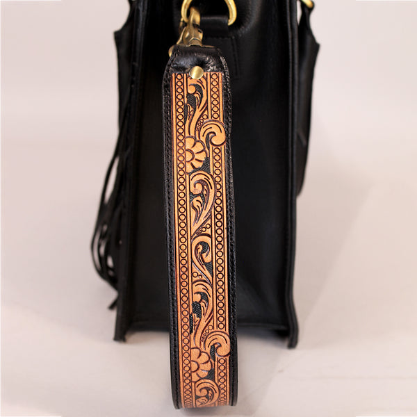 Sunset Rodeo Handtooled and Grain Leather Tote Bag