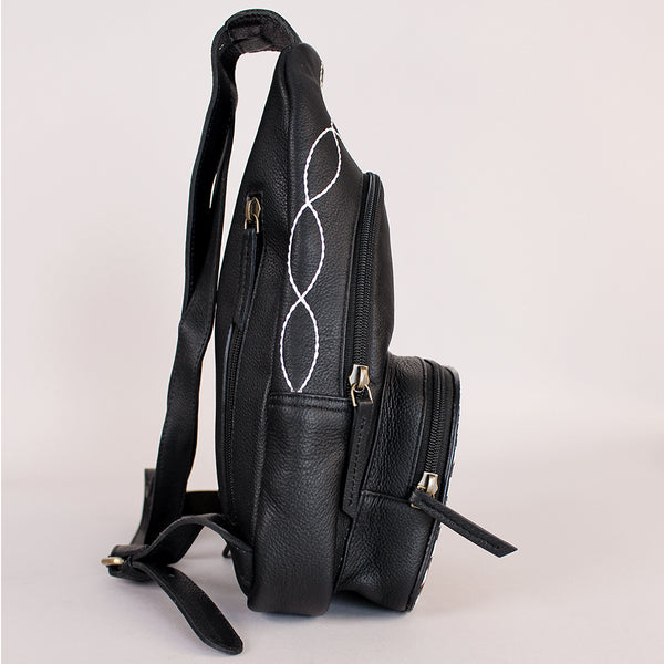 Sunset Rodeo Handtooled and Grain Leather Sling Bag