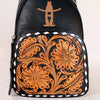 Sunset Rodeo Handtooled and Grain Leather Sling Bag