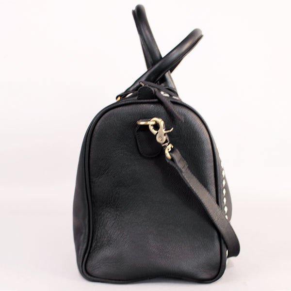 Midnight Rodeo Black Grain Leather Duffel Bag