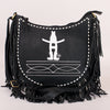 Midnight Rodeo Black Grain Leather Frindged Crossbody Bag