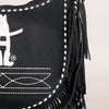Midnight Rodeo Black Grain Leather Frindged Crossbody Bag