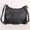 Midnight Rodeo Black Grain Leather Frindged Crossbody Bag