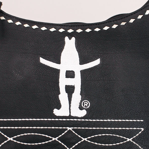 Midnight Rodeo Black Grain Leather Frindged Crossbody Bag