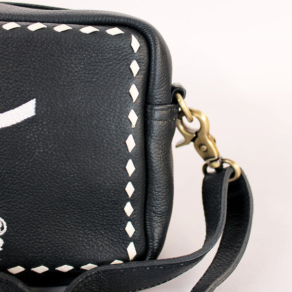 Midnight Rodeo Black Grain Leather Crossbody Bag