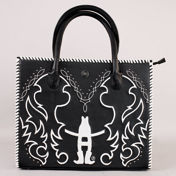 Midnight Rodeo Black Genuine Leather Tote Bag