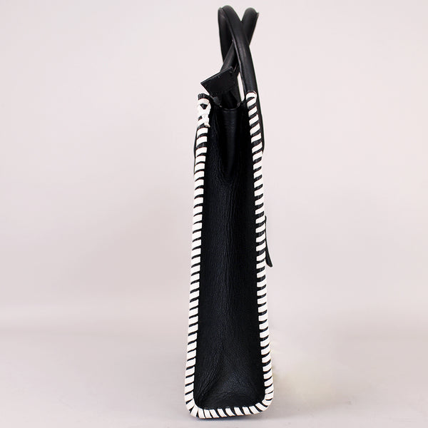 Midnight Rodeo Black Genuine Leather Tote Bag