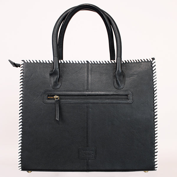 Midnight Rodeo Black Genuine Leather Tote Bag