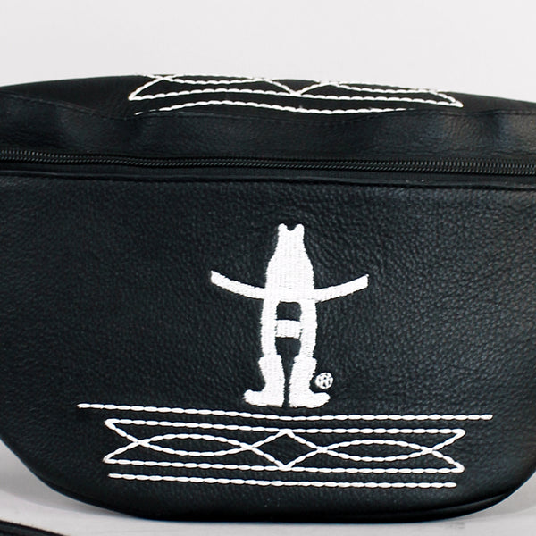 Midnight Rodeo Black Bootstitch Grain Leather Fanny Pack